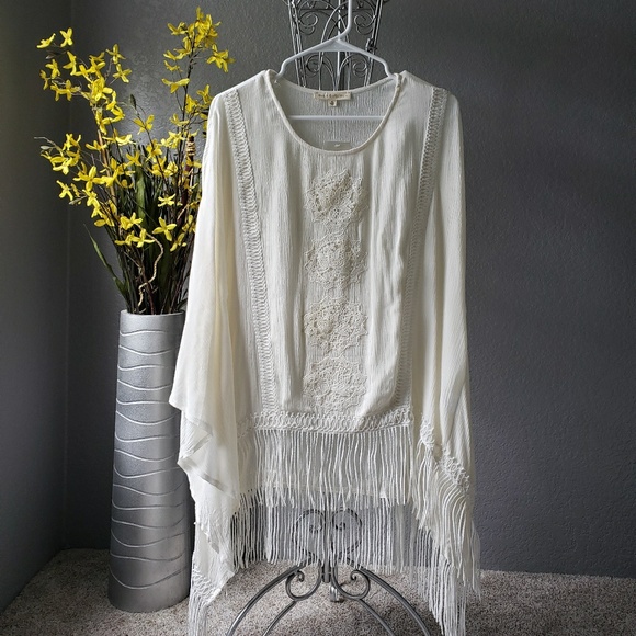 😻😻 S/M/L ASYMMETRICAL OVERSIZED BOHO FRINGE TOP - Picture 3 of 7
